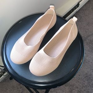 Beige knit flats